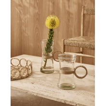 Riviera - Vaso em Vidro com detalhes em Rattan (P ou G)