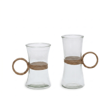 Riviera - Vaso em Vidro com detalhes em Rattan (P ou G)