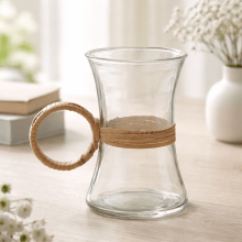 Riviera - Vaso em Vidro com detalhes em Rattan (P ou G)
