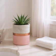 Rosa e Cobre - Tamanho G - Vaso em Cimento