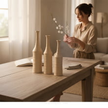 Samaria – Trio de Vasos Solitários em Cerâmica Texturizada