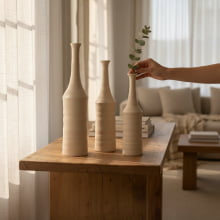 Samaria – Trio de Vasos Solitários em Cerâmica Texturizada