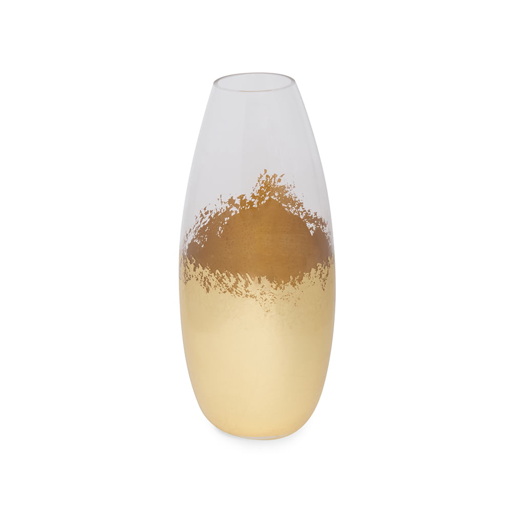 Aurum - Vaso em Vidro com detalhes em dourado