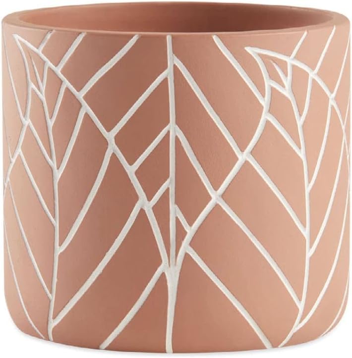 Folhas - Cachepot Rosa em Cimento - Tamanho G