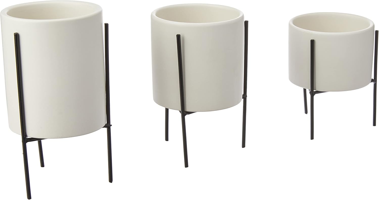 Kit Cachepots em Cimento P, M e G com suporte
