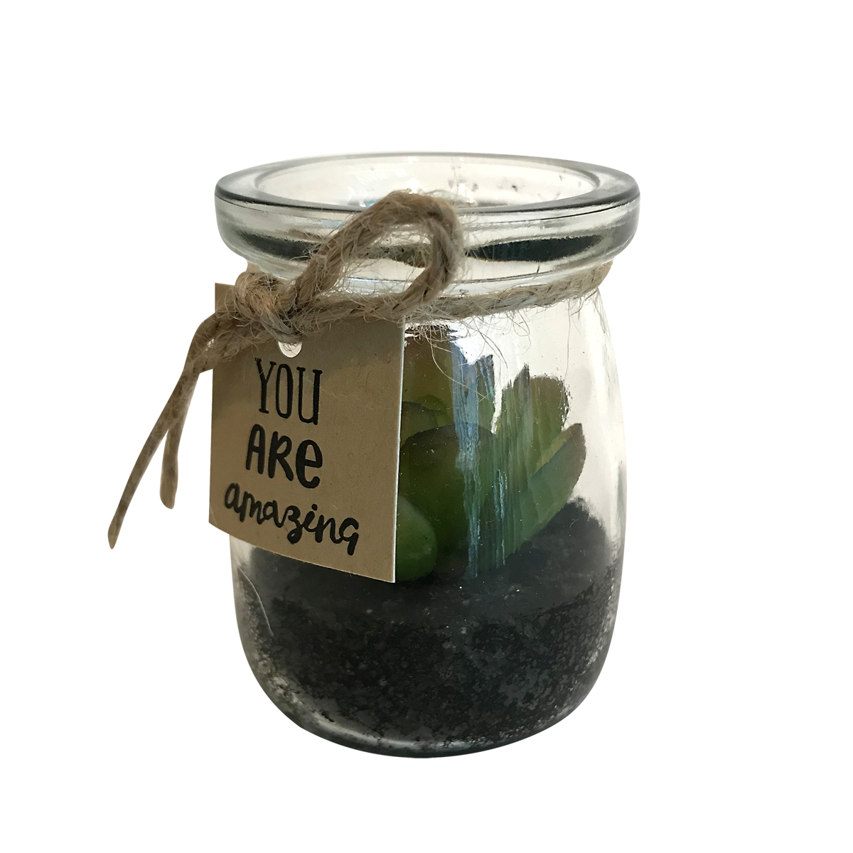 You Are Amazing - Mini Vaso com Suculenta Artificial Verde